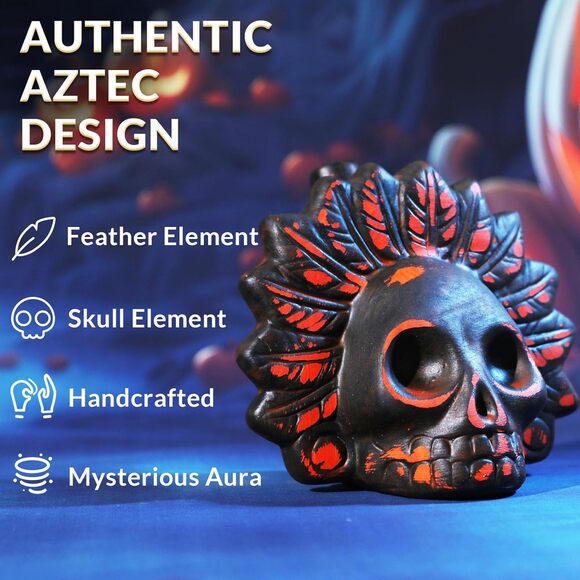 Aztec Death Whistle Red Skull Mask Ceramic Loud Scream Halloween Prank Prop - Picture 4 of 8